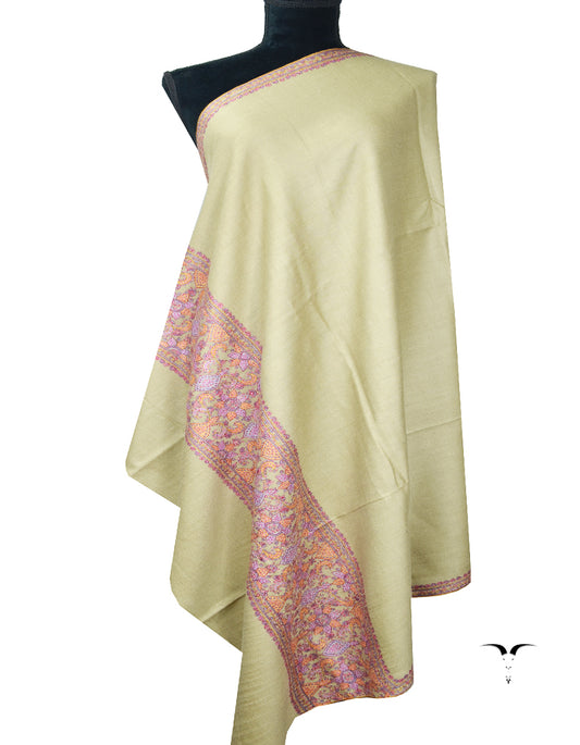 beige embroidery pashmina shawl 8127