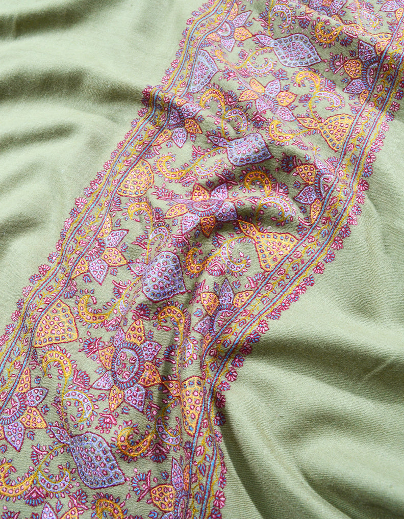 beige embroidery pashmina shawl 8127