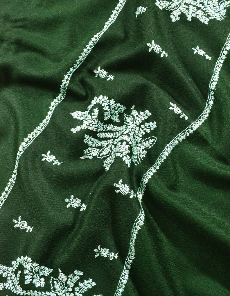 emerald green embroidery pashmina shawl 8128