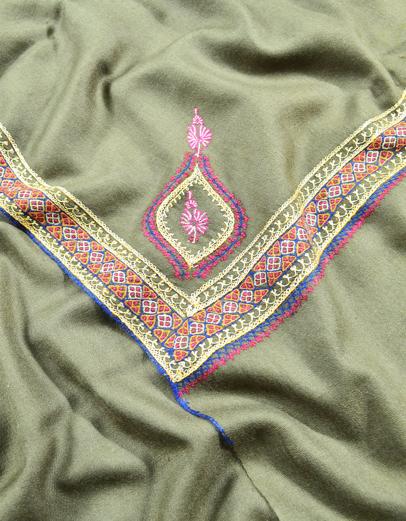 dark natural embroidery pashmina shawl 8132