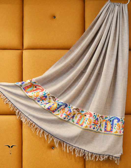 natural men's kani border pashmina shawl 8139
