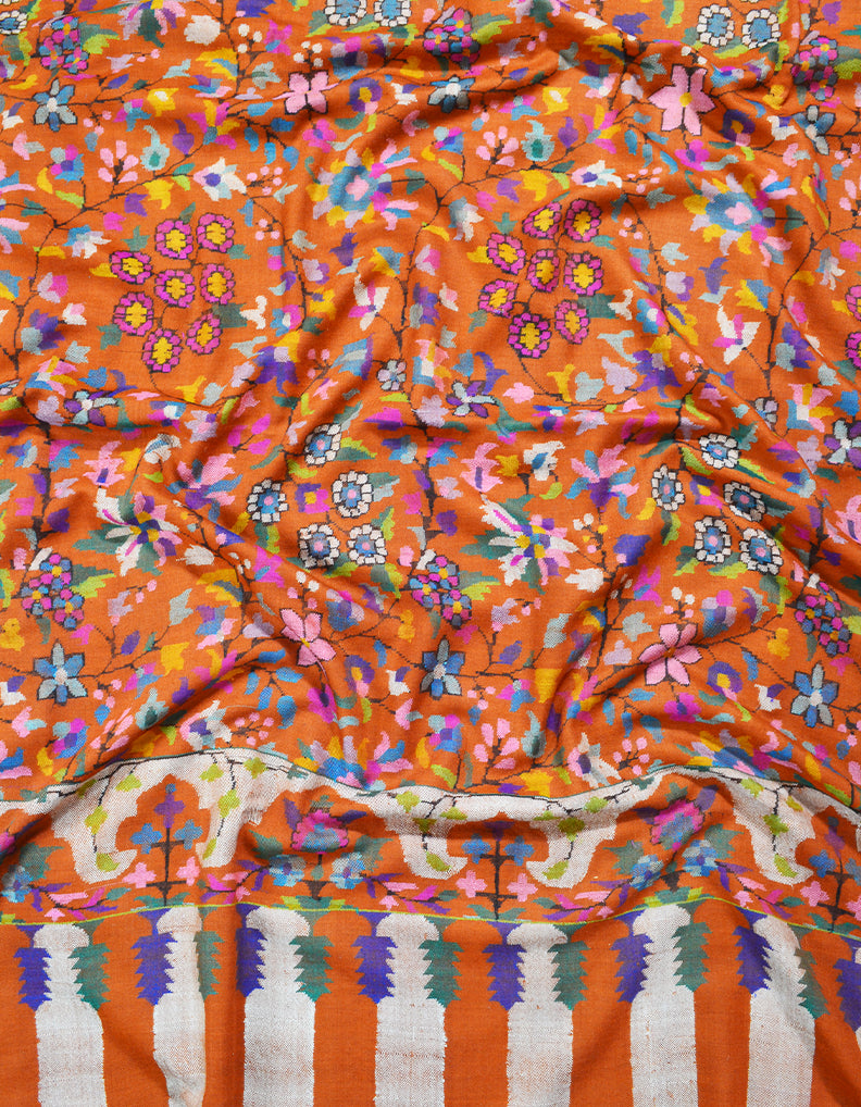 rust men's kani jamma pashmina shawl 8140