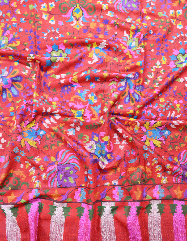 maroon kani jaama pashmina shawl 8145