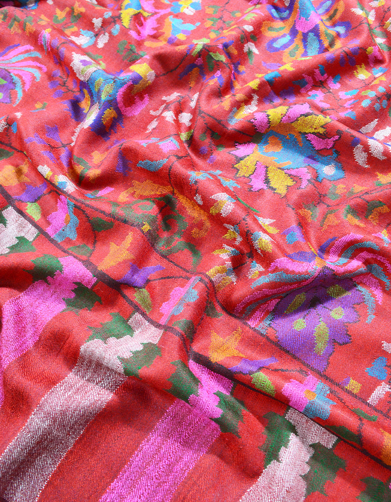 maroon kani jaama pashmina shawl 8145