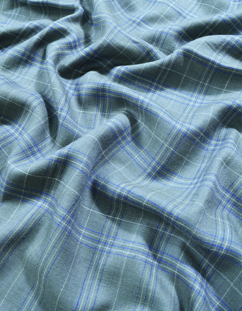 greyish blue check pashmina shawl 8149