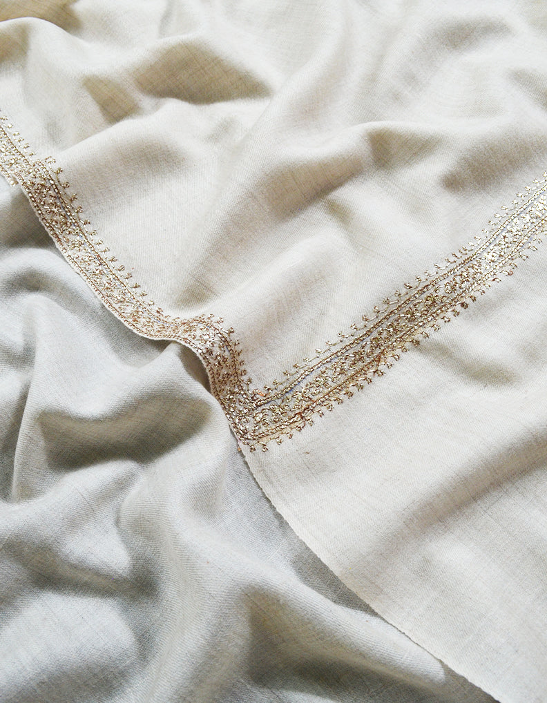 white tilla embroidery pashmina shawl 8150