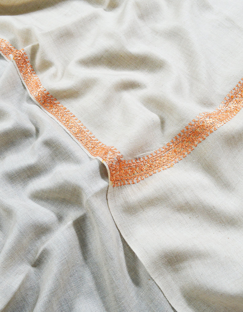 white tilla embroidery pashmina shawl 8151