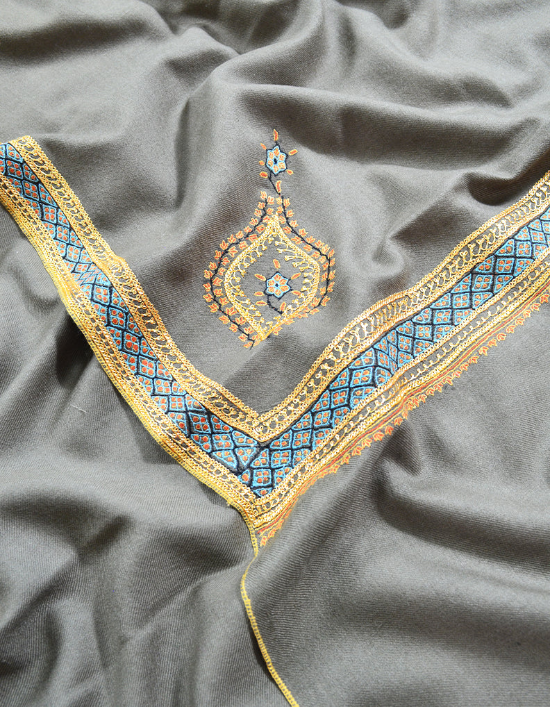 natural tilla embroidery pashmina shawl 8154