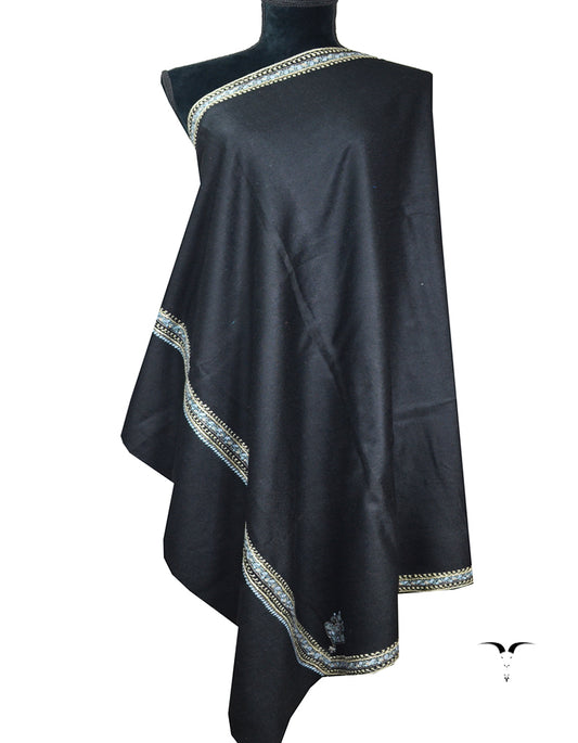 black tilla embroidery pashmina shawl 8155