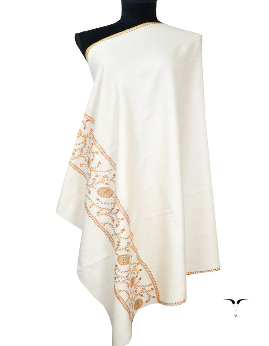 white embroidery pashmina shawl 8158