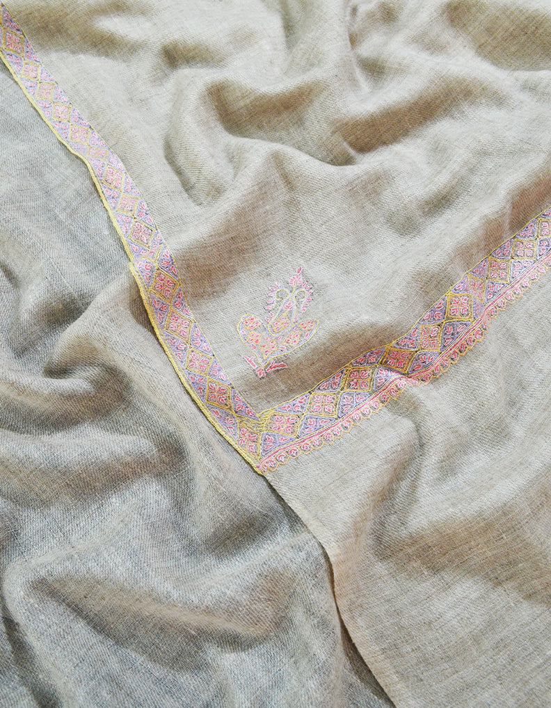 natural men's embroidery pashmina shawl 8170