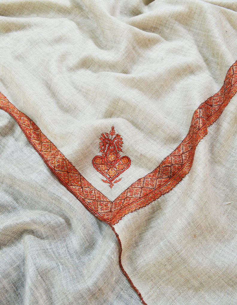 Light natural men's embroidery pashmina shawl 8171
