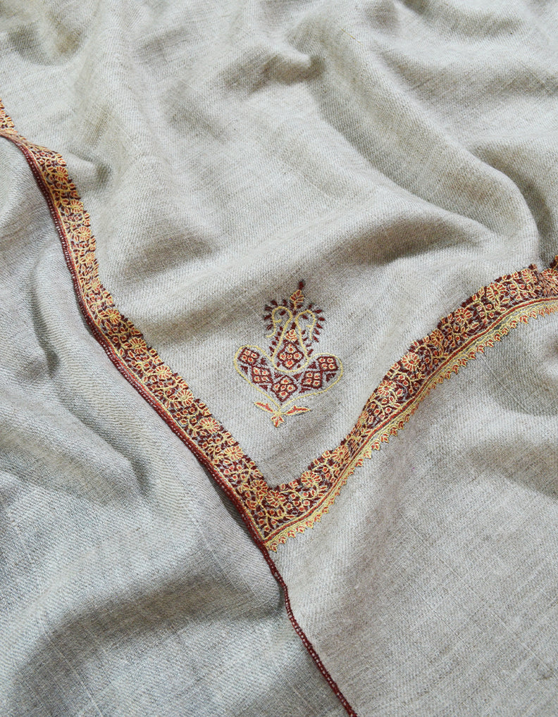 natural men's embroidery pashmina shawl 8173