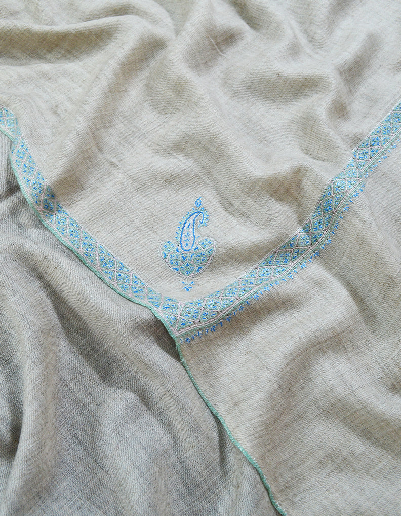 natural men's embroidery pashmina shawl 8174