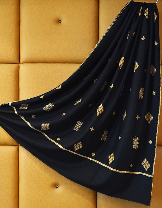 black men's booti embroidery pashmina shawl 8175