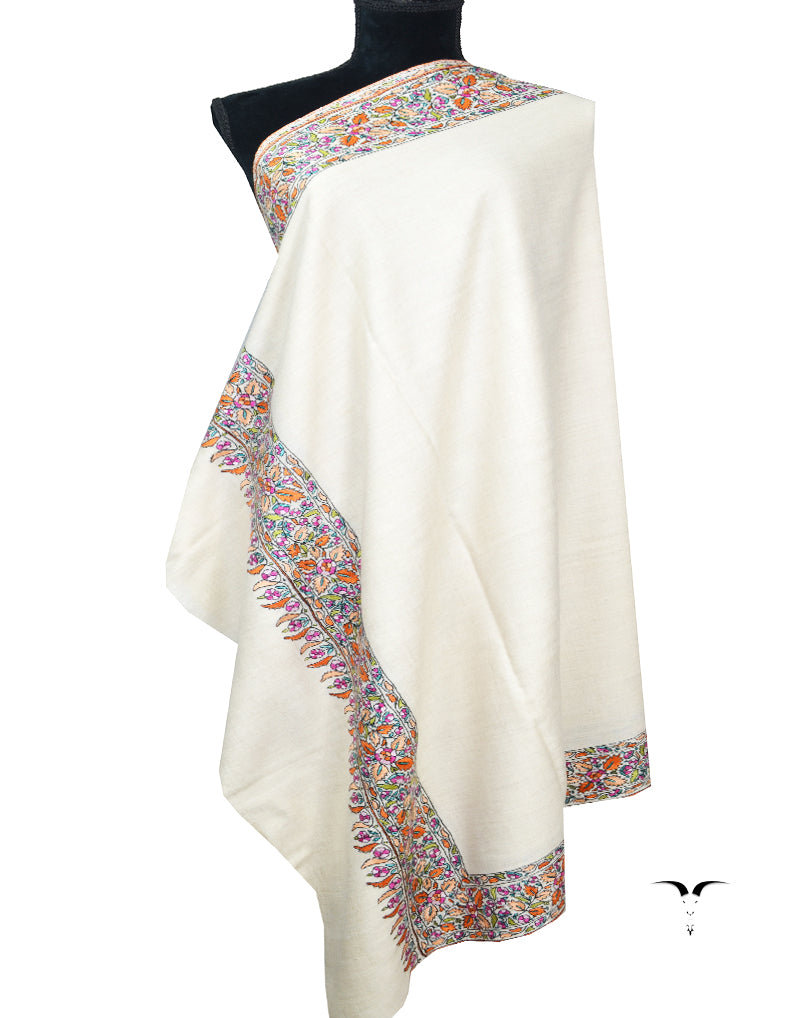 white embroidery pashmina shawl 8179