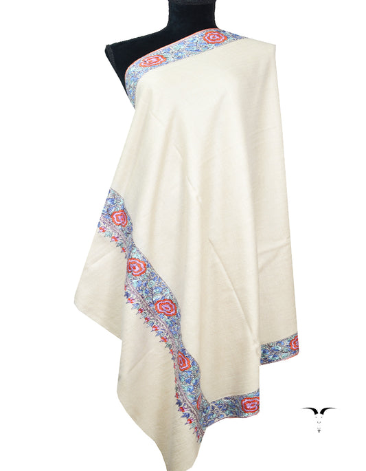 white embroidery pashmina shawl 8180