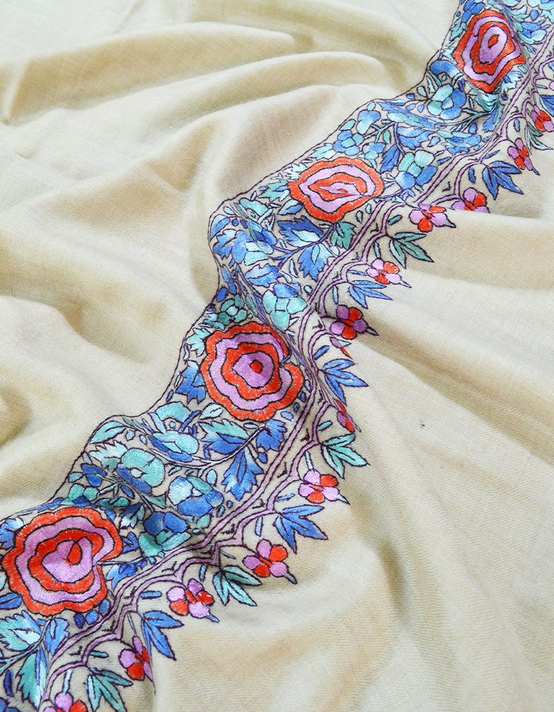 white embroidery pashmina shawl 8180