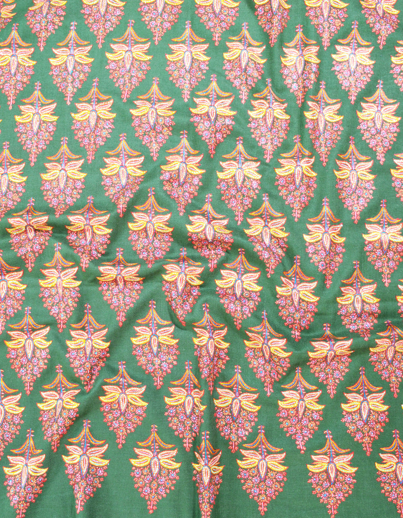 green booti jamma embroidery pashmina shawl 8183