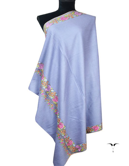 light blue embroidery pashmina shawl 8186
