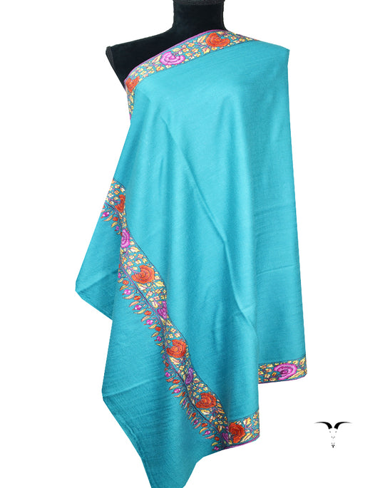 turquoise embroidery pashmina shawl 8188