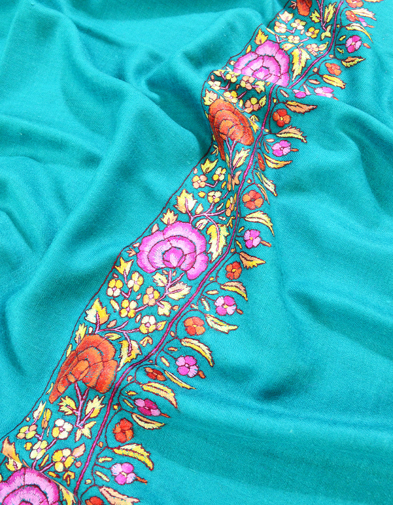turquoise embroidery pashmina shawl 8188