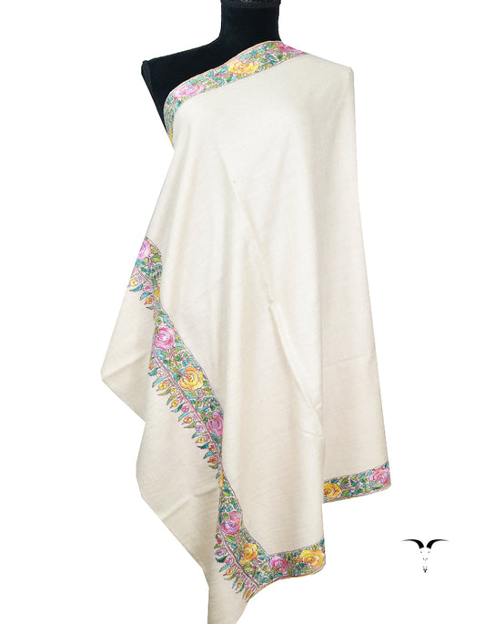 white embroidery pashmina shawl 8189