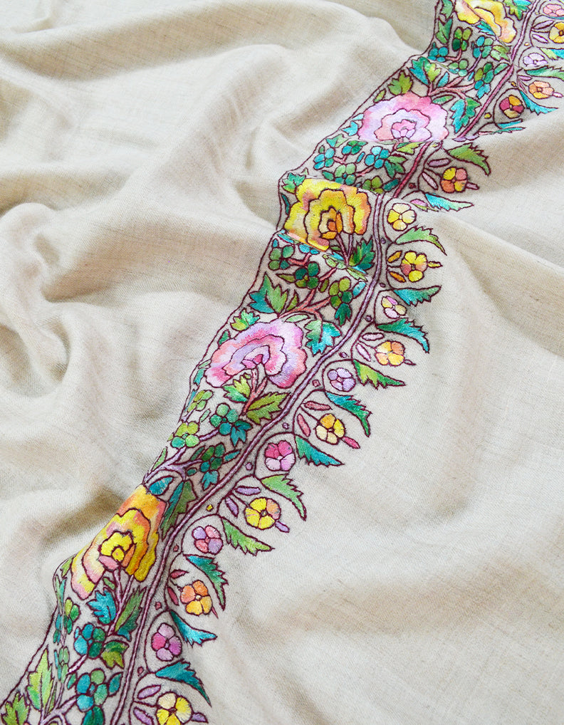 white embroidery pashmina shawl 8189
