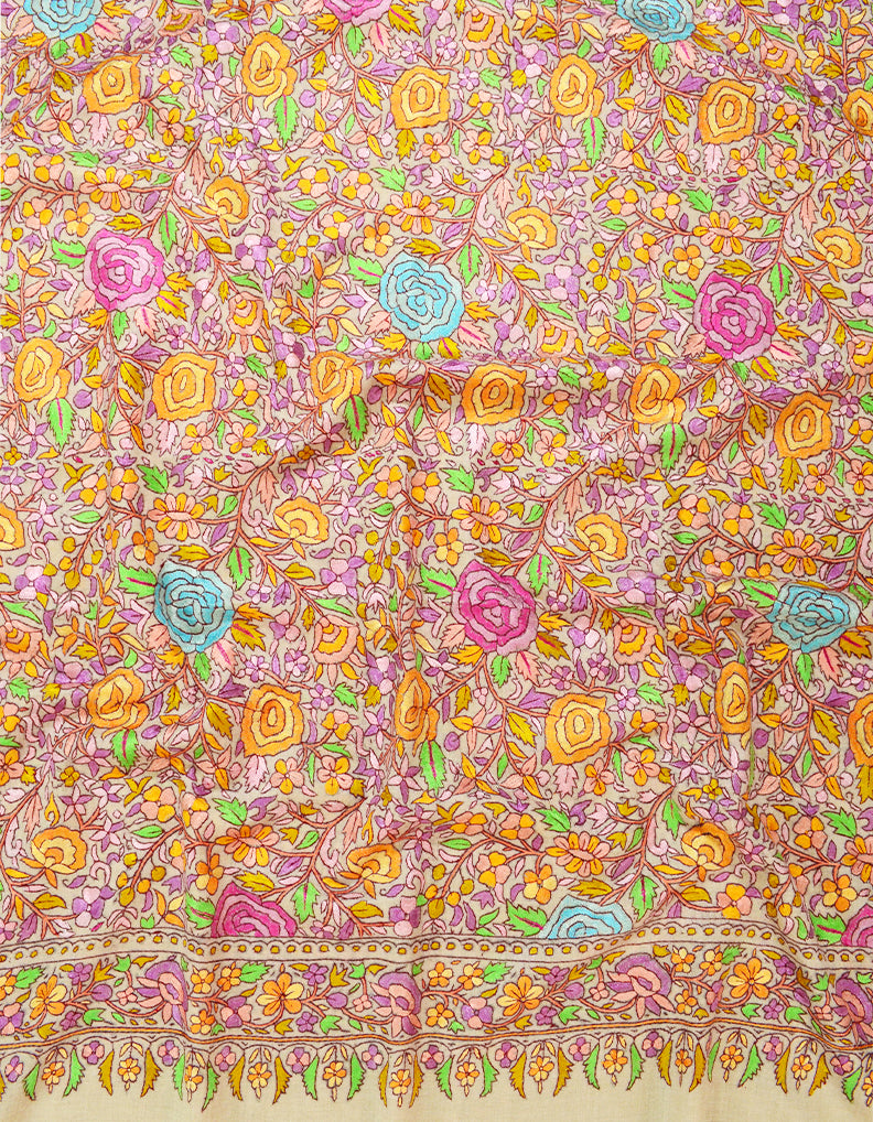 natural gulabdaar jamma embroidery pashmina shawl 8191