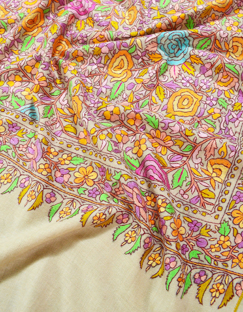 natural gulabdaar jamma embroidery pashmina shawl 8191