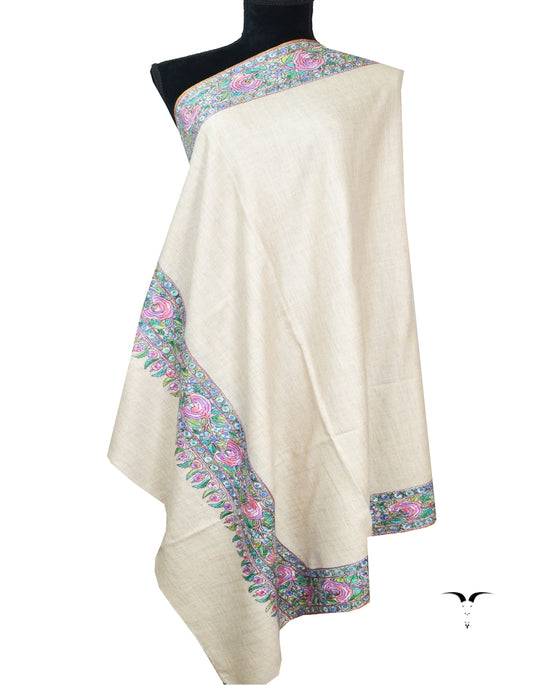 light natural embroidery pashmina shawl 8193