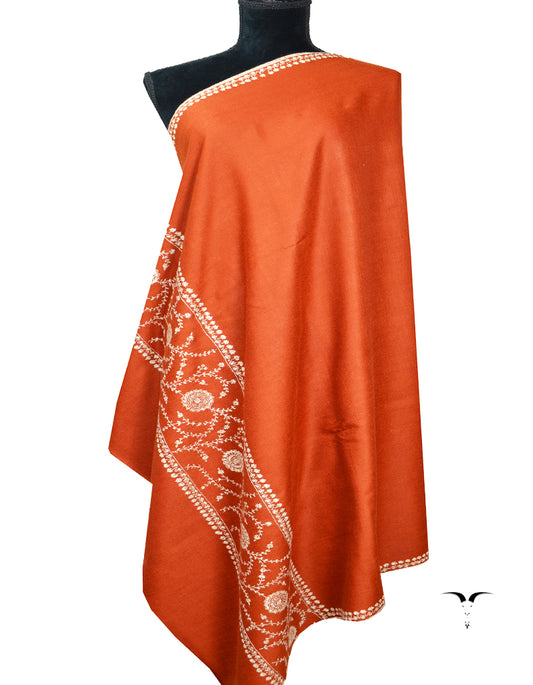 rust embroidery pashmina shawl 8205
