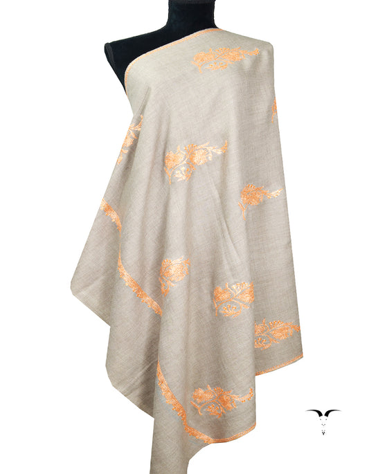 natural tilla embroidery pashmina shawl 8206