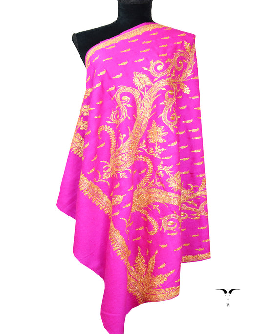 pink tilla embroidery pashmina shawl 8213