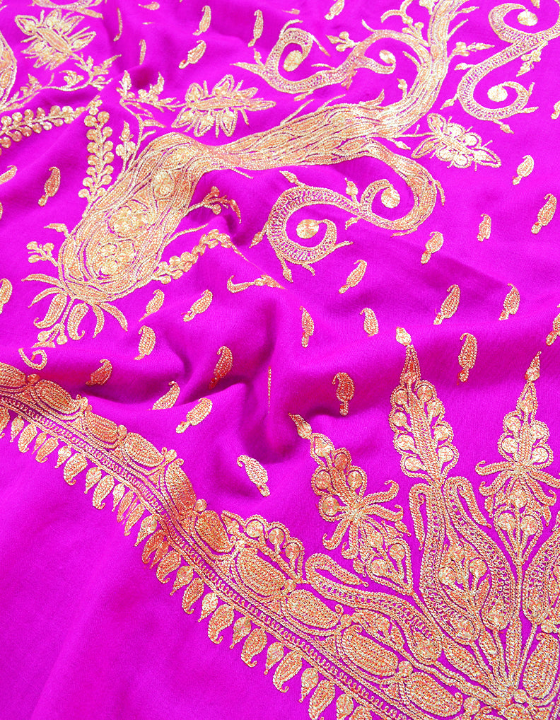 pink tilla embroidery pashmina shawl 8213