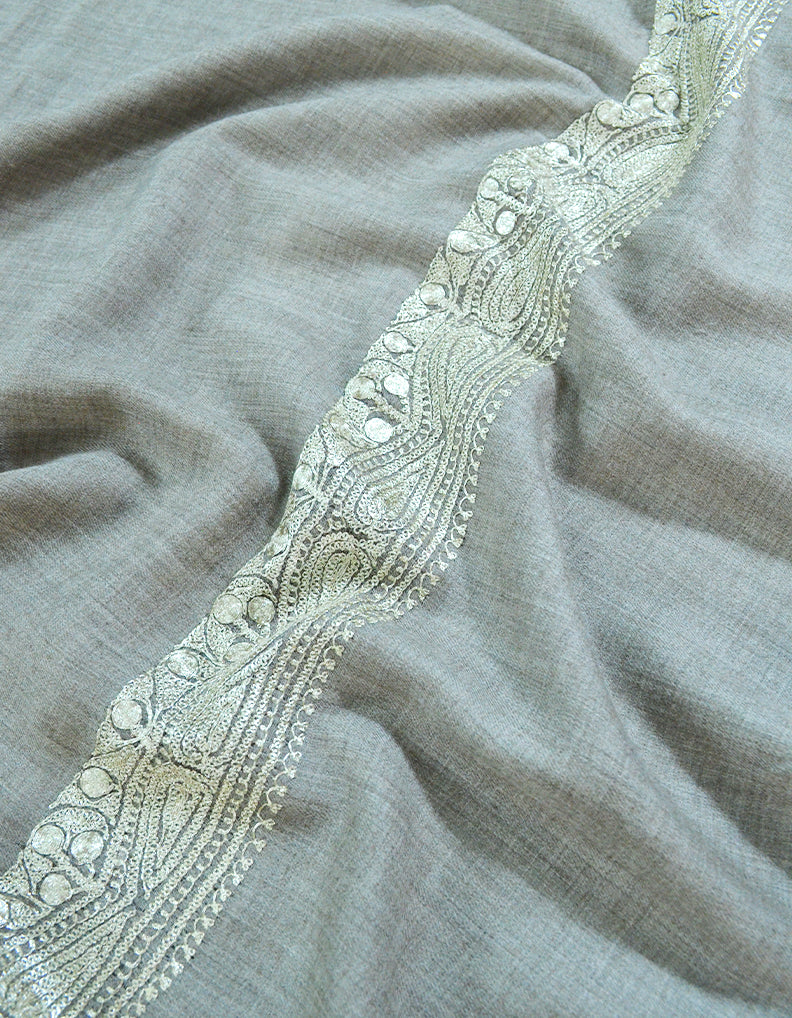 Natural tilla embroidery pashmina shawl 8214