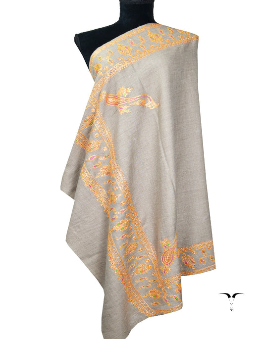 natural tilla embroidery pashmina shawl 8215