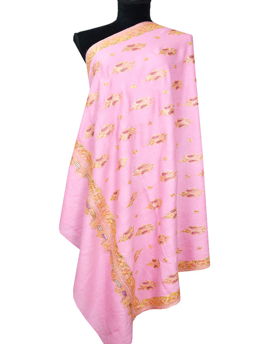 baby pink tilla embroidery pashmina shawl 8218