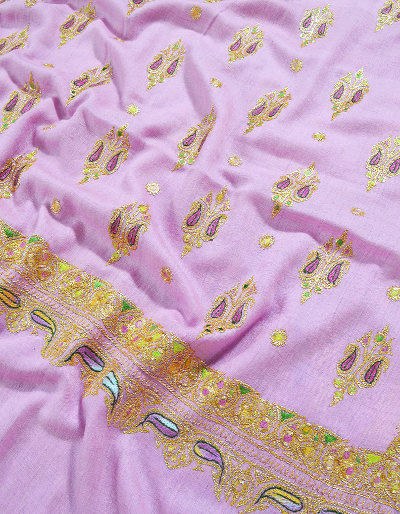 baby pink tilla embroidery pashmina shawl 8218