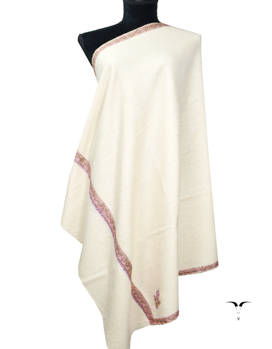 white embroidery pashmina shawl 8224