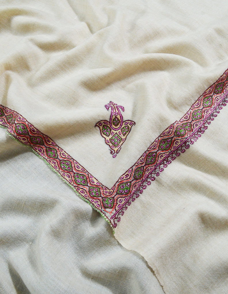white embroidery pashmina shawl 8224