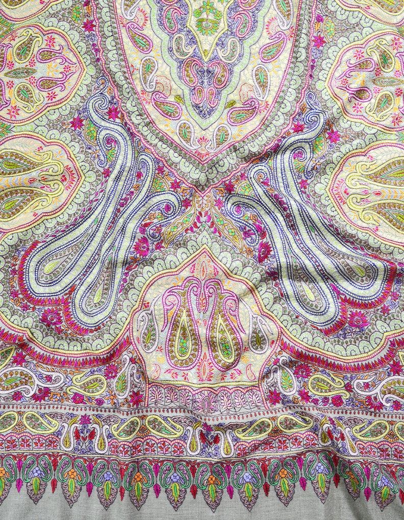 multi-coloured embroidery pashmina shawl 8232