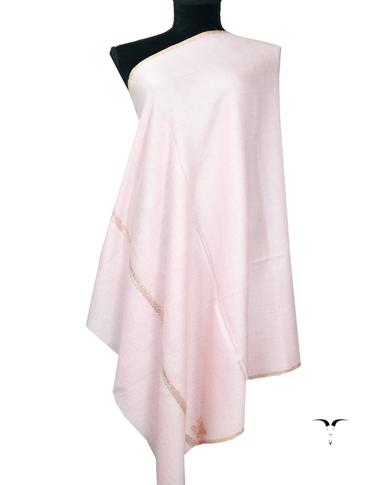 baby pink silk embroidery pashmina shawl 8234