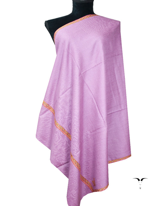 light purple silk embroidery pashmina shawl 8237