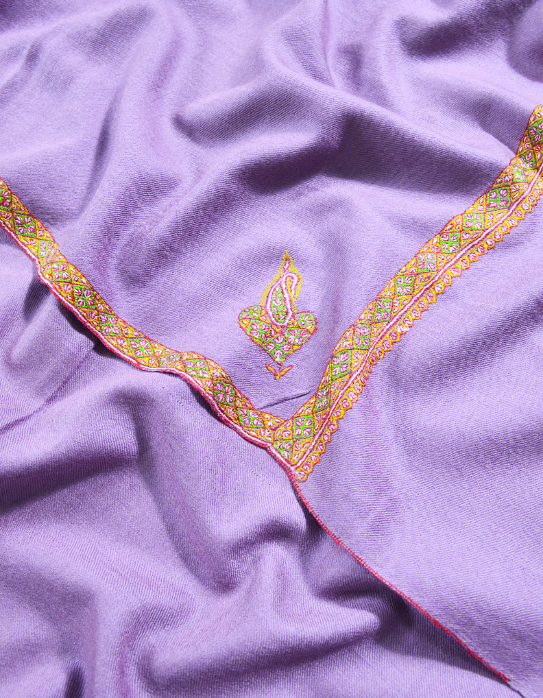 light purple silk embroidery pashmina shawl 8237