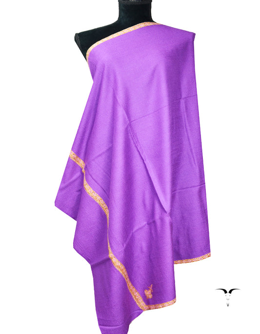purple silk embroidery pashmina shawl 8240