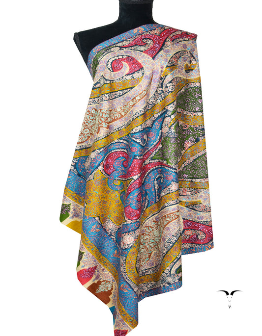 multi-coloured embroidery pashmina shawl 8245