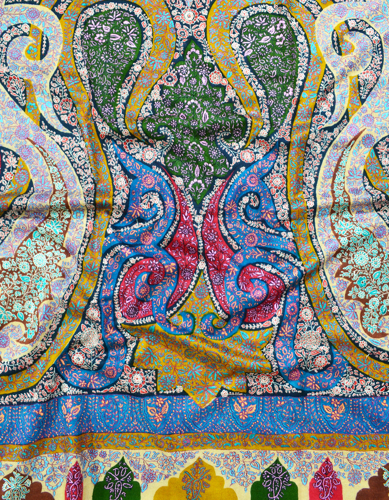 multi-coloured embroidery pashmina shawl 8245
