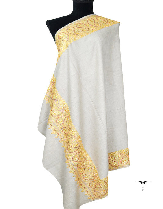 natural tilla embroidery pashmina shawl 8253