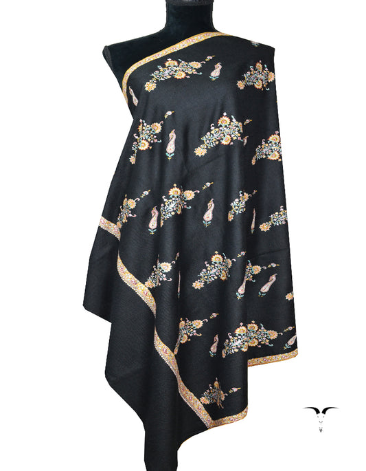 black booti embroidery pashmina shawl 8256